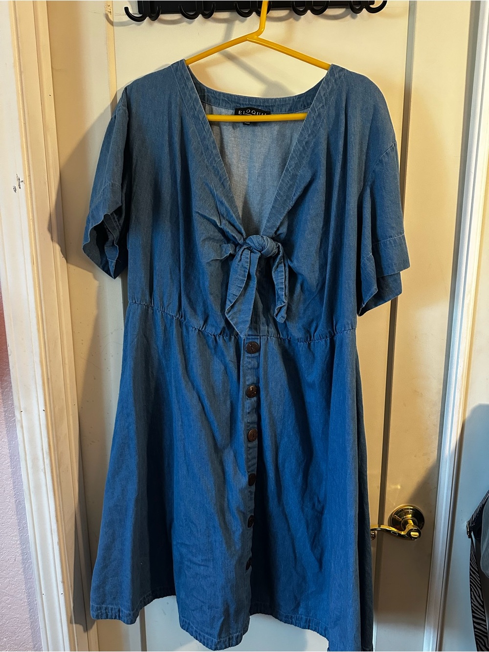 Eloquii Denim Tie-Front Button Dress